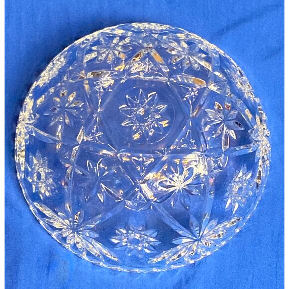 VTG Anchor Hocking Glass Serving Bowl Star of David Pattern 8.5" x 3.5" Sawtooth - Picture 3 of 9
